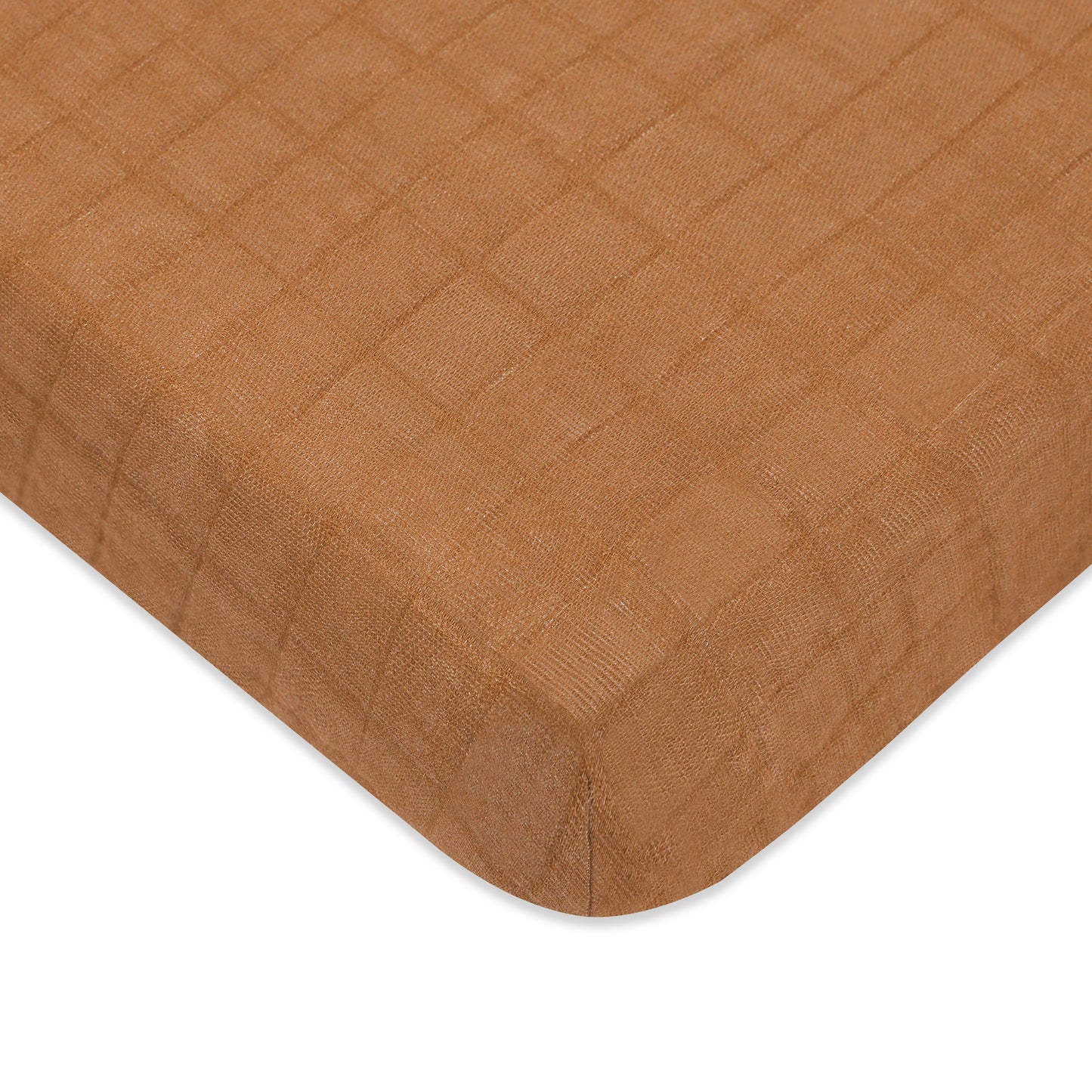 T29536BTS,Babyletto,Burnt Sienna Muslin Mini Crib Sheet in GOTS Certified Organic Cotton