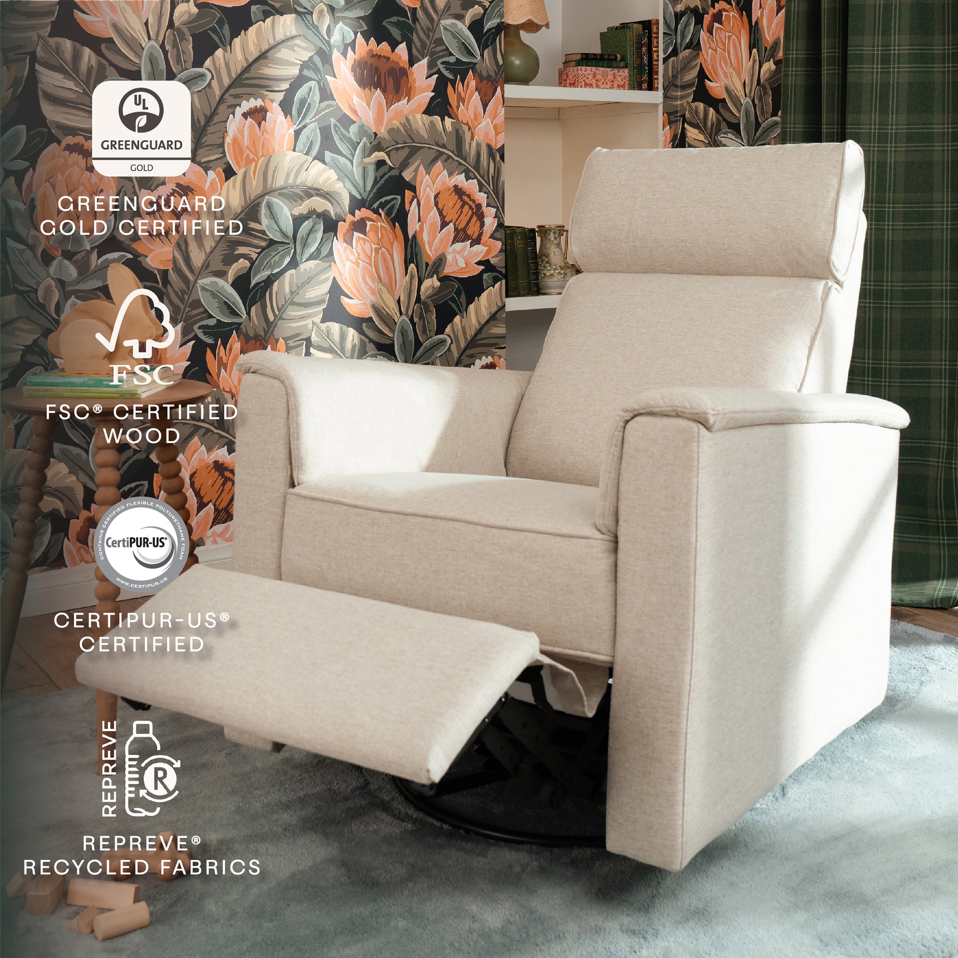 M17186PBEW,Namesake,Willa Plus Power Glider Recliner w/ Power Headrest in Performance Beach Eco-Weave
