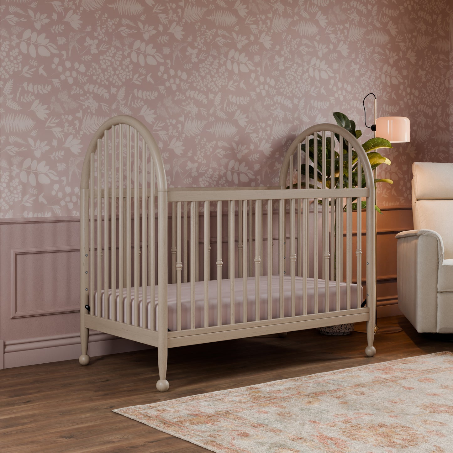M31401WP,Namesake,Alouette 3-in-1 Convertible Spindle Crib in Washed Pine