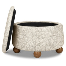 M30985MADF,Namesake,Tuffet Storage Ottoman Mallow in Ash w/ Dark Wood Ball Feet