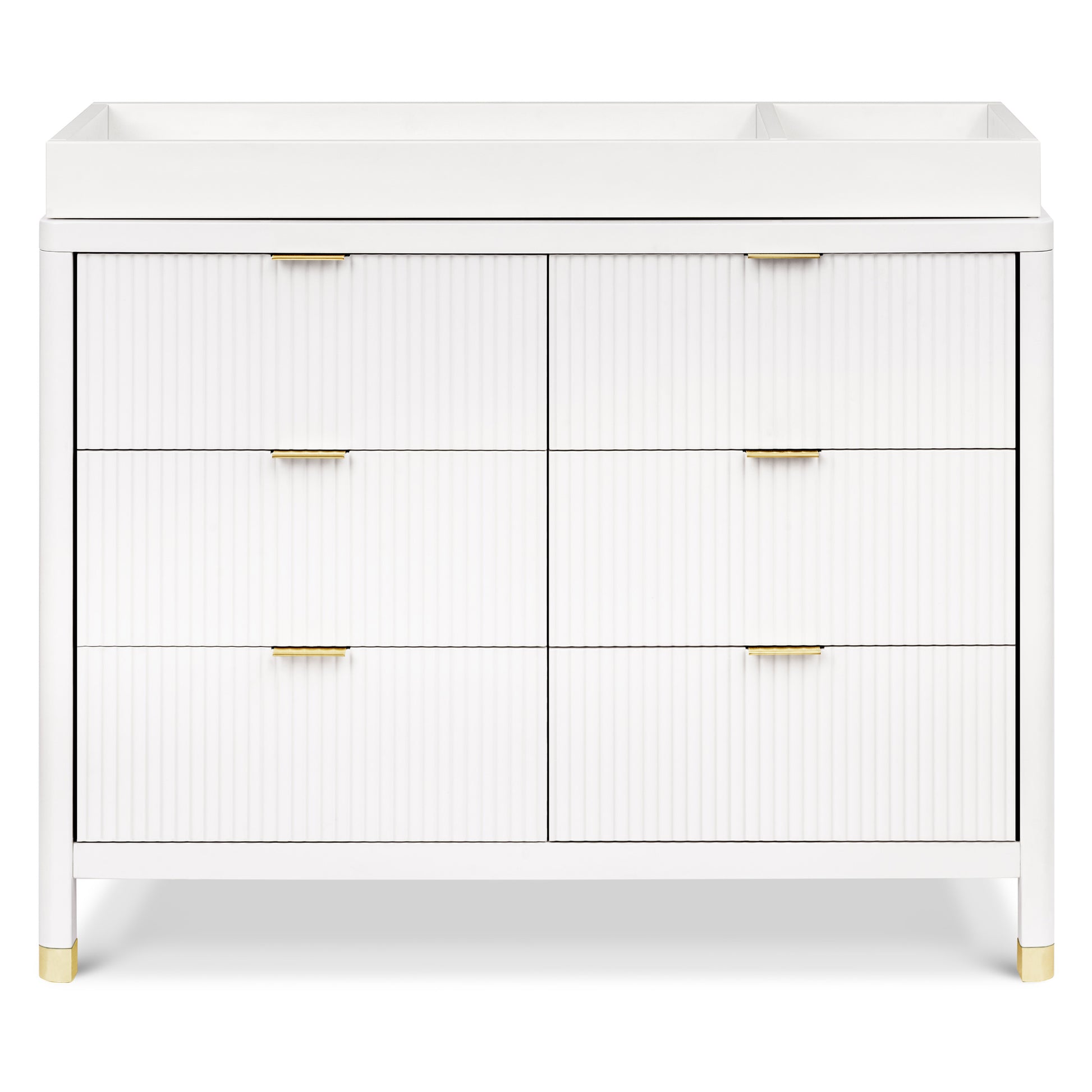 M26716RW,Brimsley Tambour 6-Drawer Assembled Dresser in Warm White