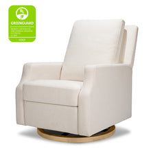 M22286PCMEWLB,Namesake,Crewe Electronic Swivel Glider Recliner in Performance Cream Eco-Weave w/Light Wood Base