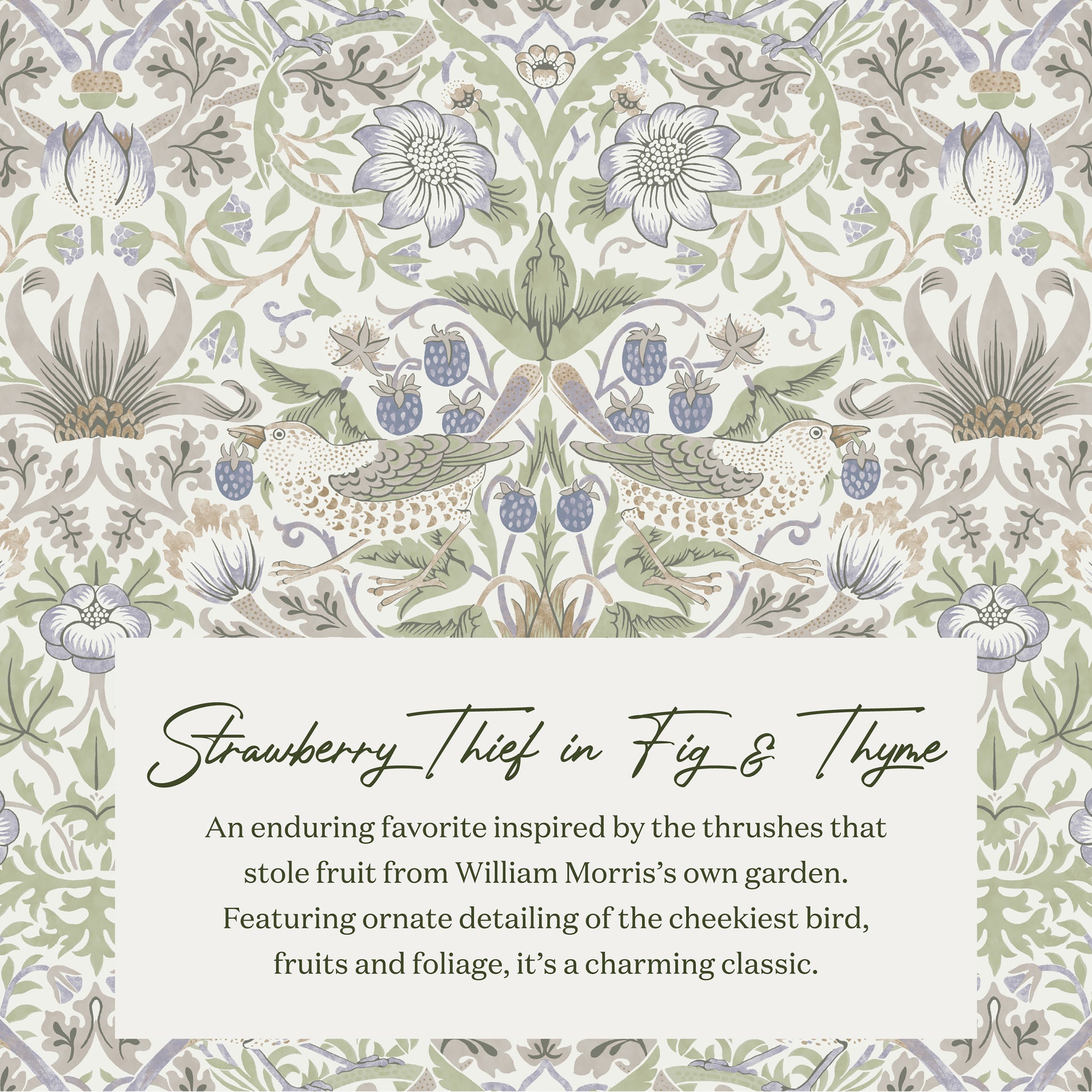 M30985TTFTDF,Namesake,Tuffet Storage Ottoman Strawberry Thief in Fig&Thyme w/DarkWood Ball Feet