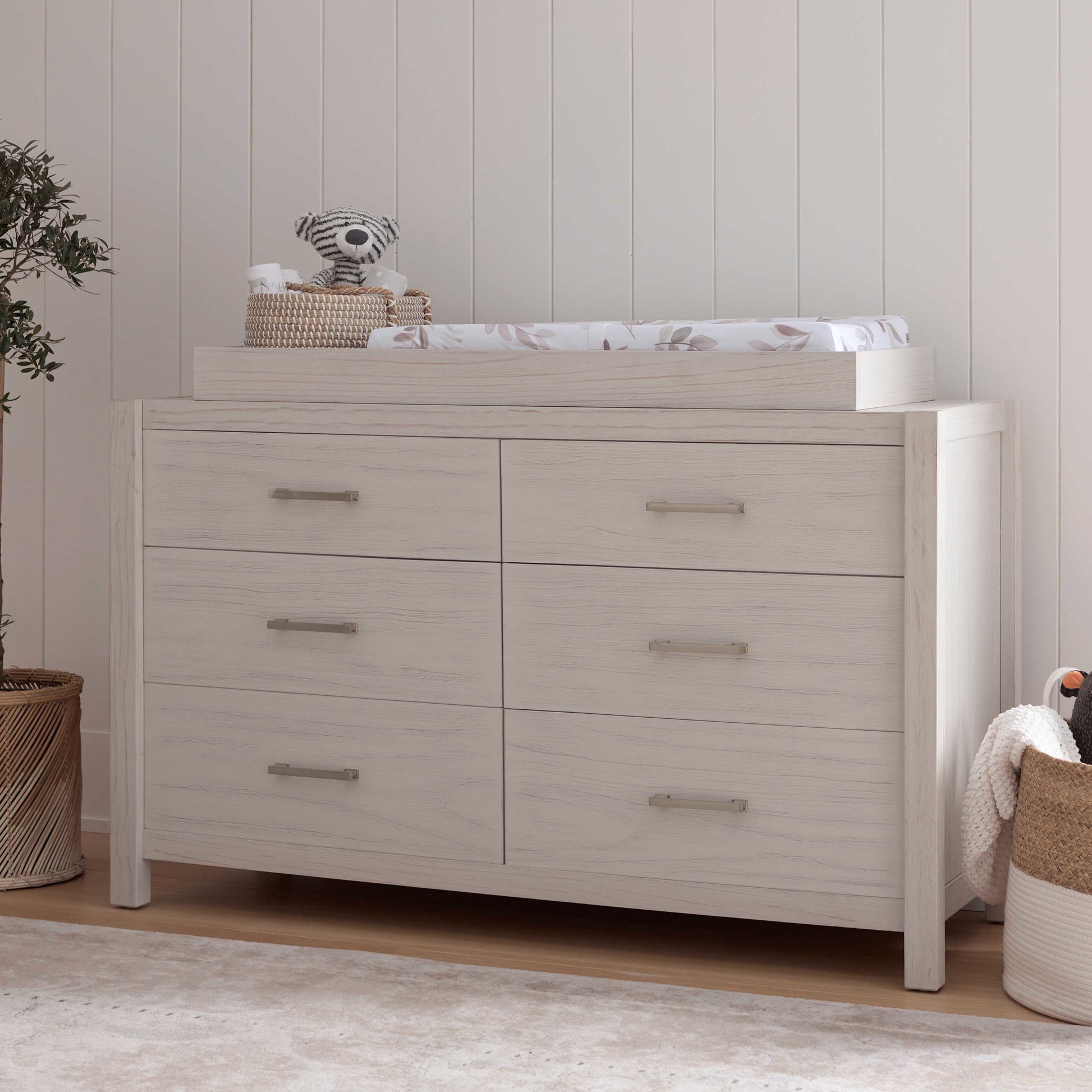 B26416WDF,Monogram by Namesake,Hemsted 6-Drawer Assembled Dresser in White Driftwood