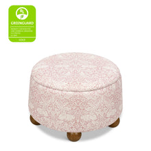 M30985PBRRDF,Namesake,Tuffet Storage Ottoman Pure Brer Rabbit in Rose w/Dark Wood Ball Feet
