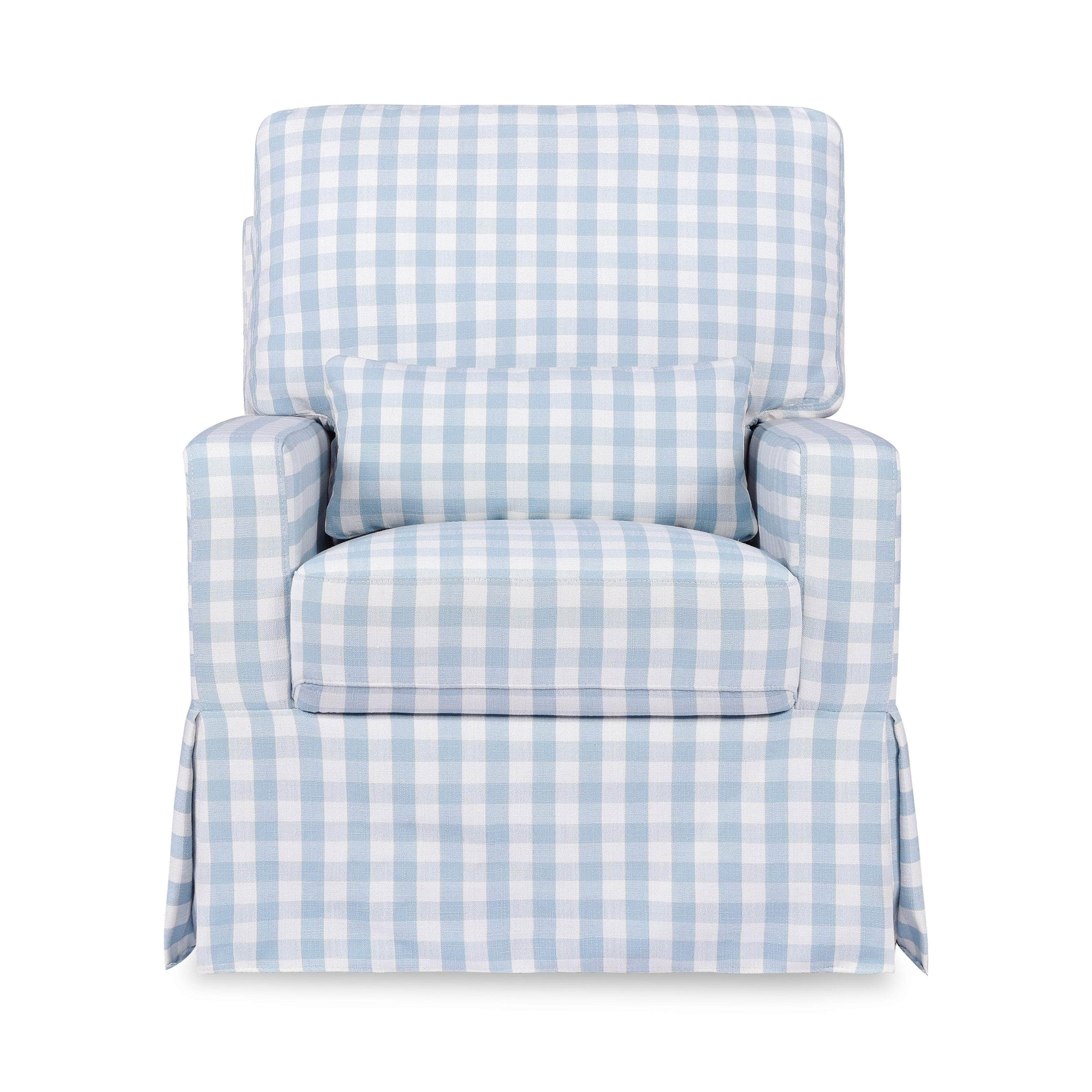 Crawford Pillowback Comfort Swivel Glider in Gingham