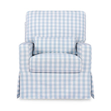 M21787BGH,Namesake,Crawford Pillowback Comfort Swivel Glider in Blue Gingham