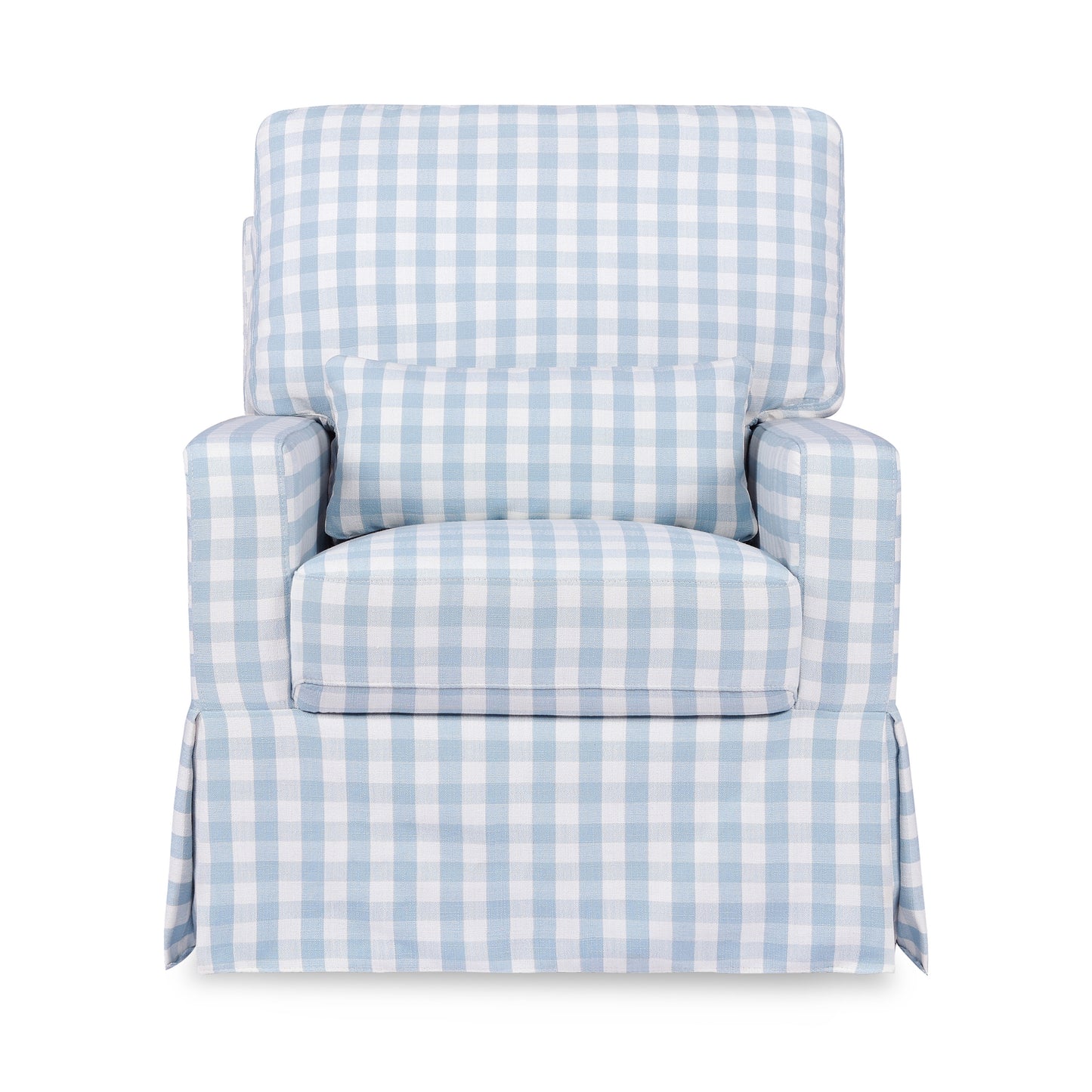 M21787BGH,Crawford Pillowback Comfort Swivel Glider in Blue Gingham