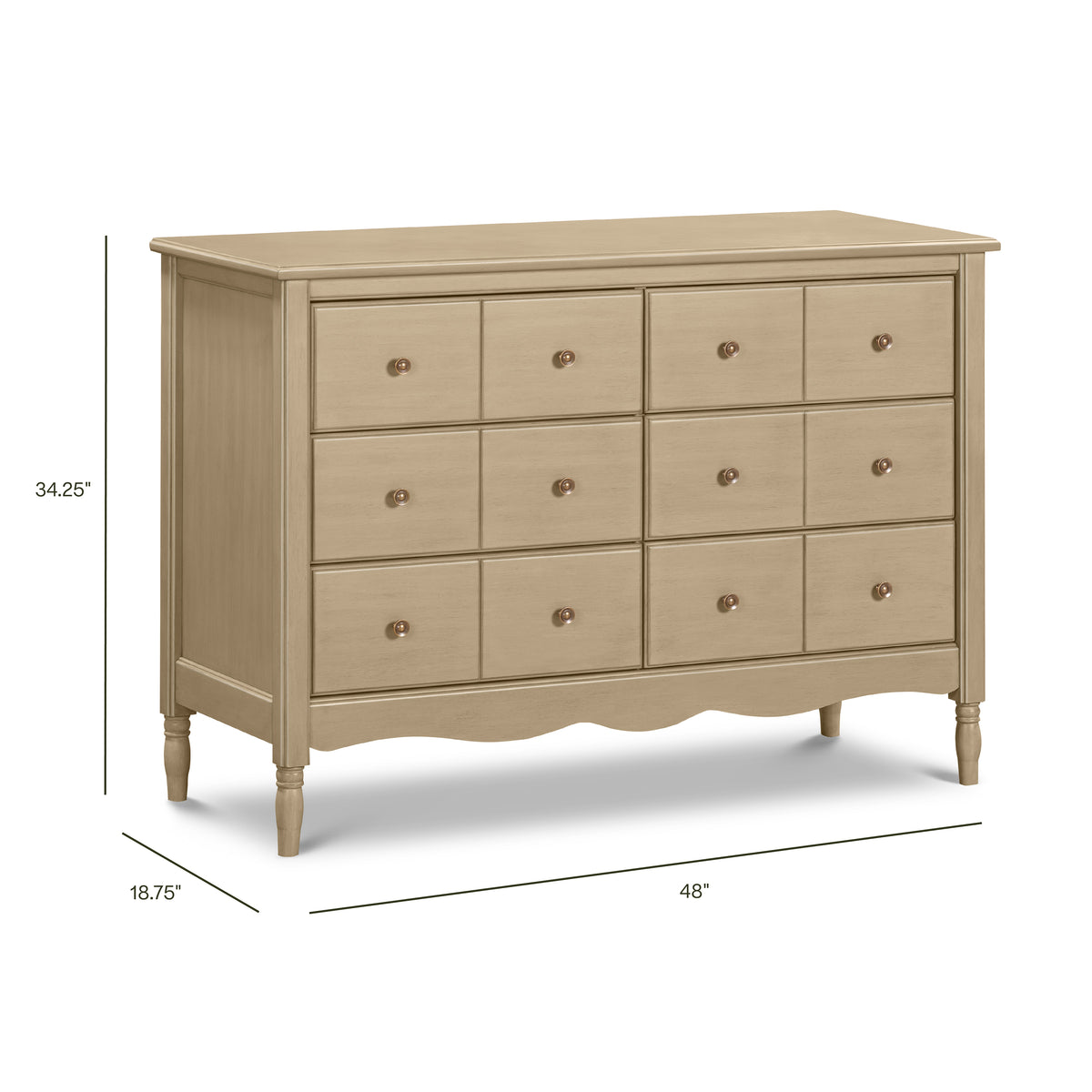 Liberty 6-Drawer Assembled Dresser (48") - dimensions