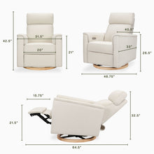 B17186WBLB,Monogram by Namesake,Willa Plus Power Glider Recliner w/ Power Headrest in Ivory Boucle with Light Wood Base