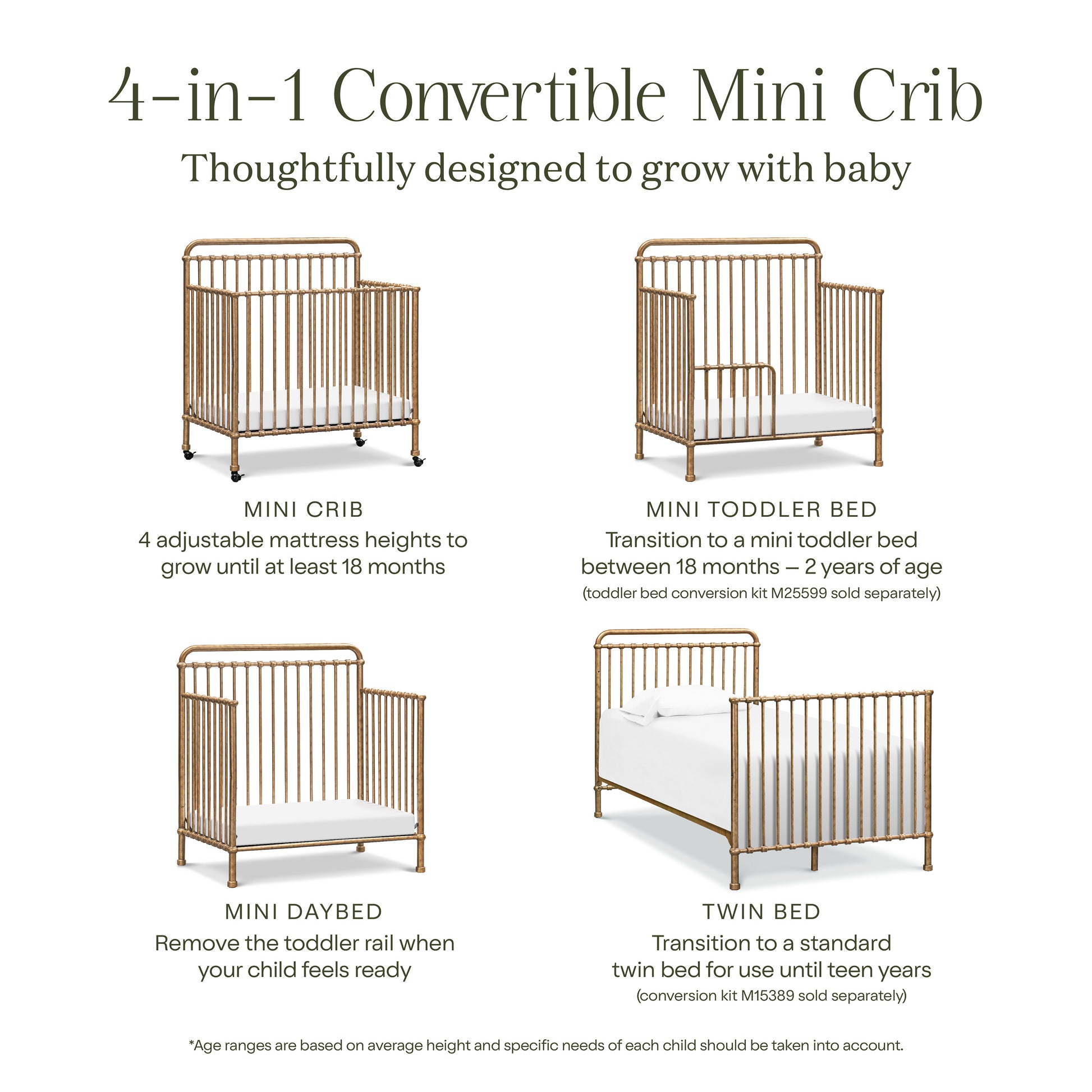 Namesake Winston 4-in-1 Convertible Mini Crib - Main Image