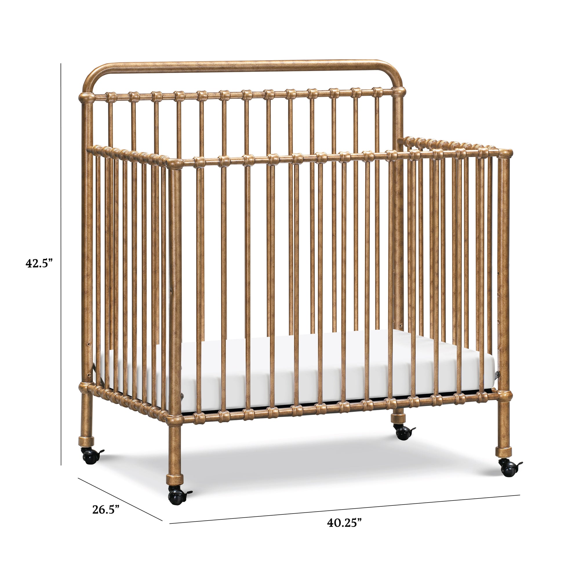 M15398VG,Namesake,Winston 4-in-1 Convertible Mini Crib in Vintage Gold