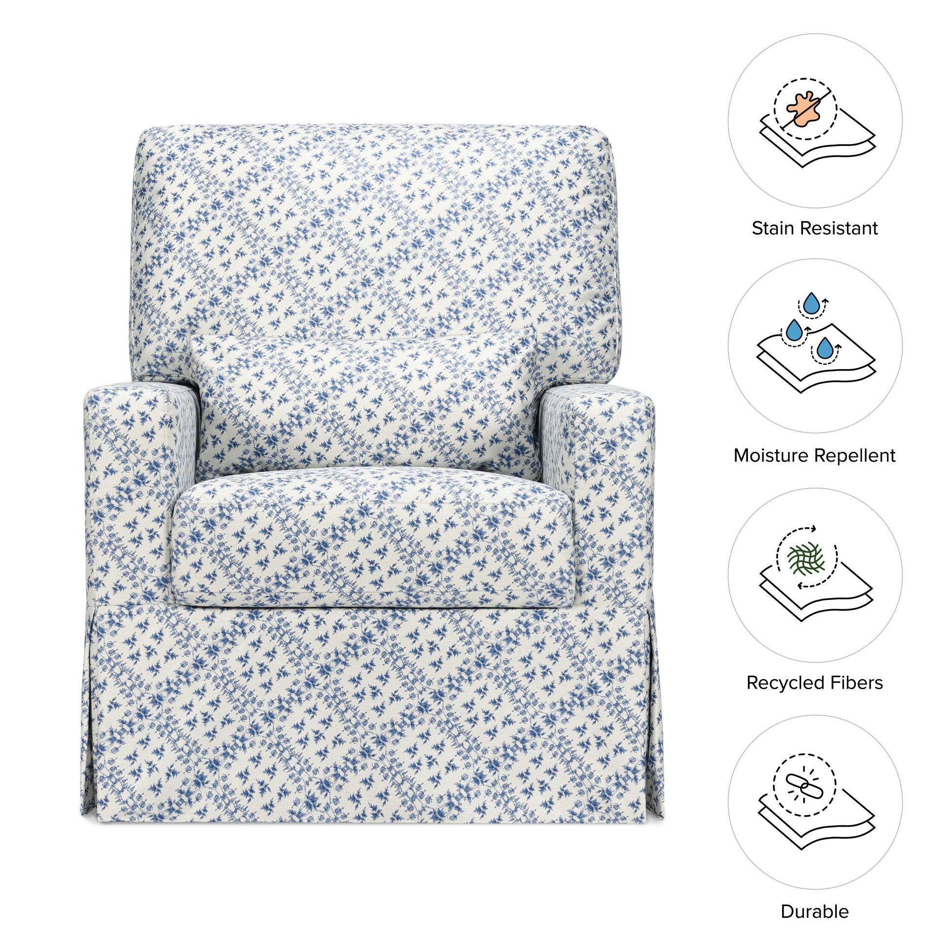 M21787BLT,Namesake,Sarah Flint x Namesake Crawford Swivel Glider in Blue Lattice Performance Eco-Weave