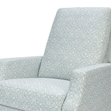 M22287BPBDB,Namesake,Crewe Recliner and Swivel Glider in Bellflowers in Powdered Blue w/Dark Wood Base