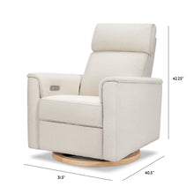 B17186WBLB,Monogram by Namesake,Willa Plus Power Glider Recliner w/ Power Headrest in Ivory Boucle with Light Wood Base