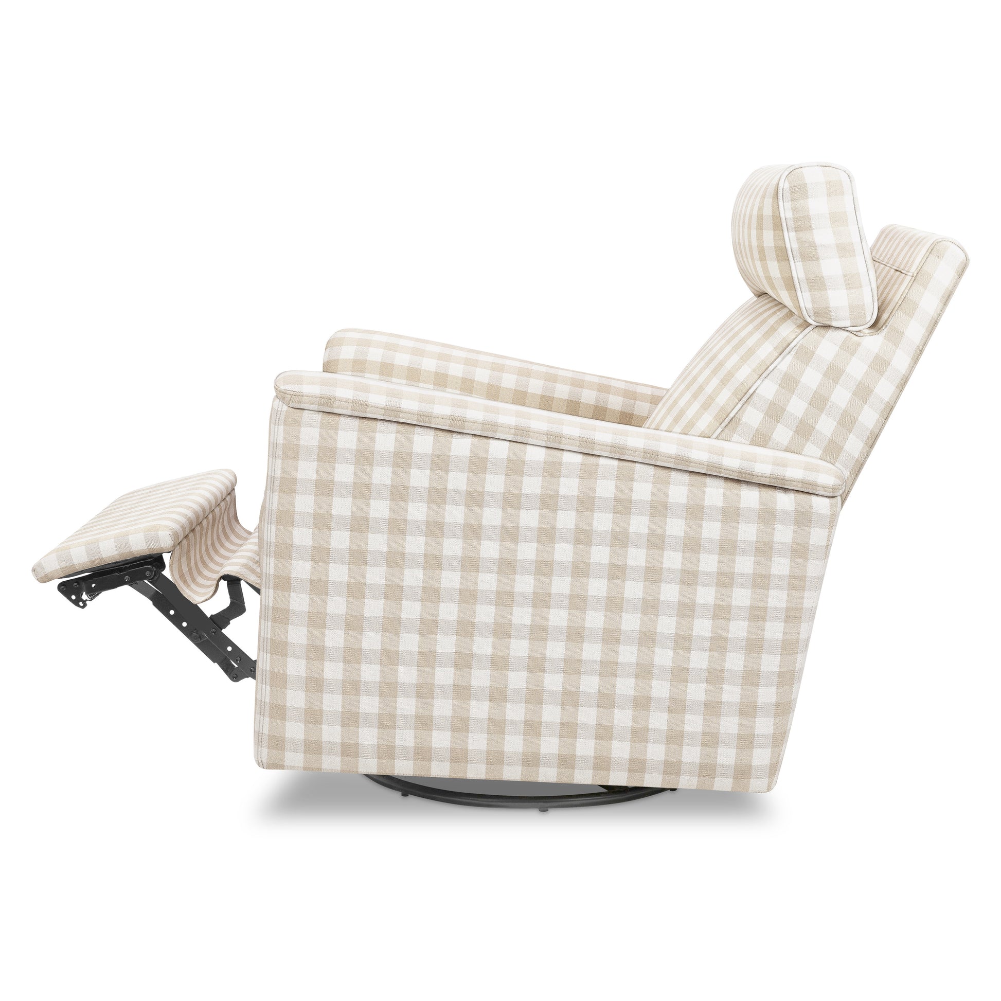 M17183TGH,Namesake,Willa Deluxe Power Glider Recliner w/Heat&Massage in Tan Gingham
