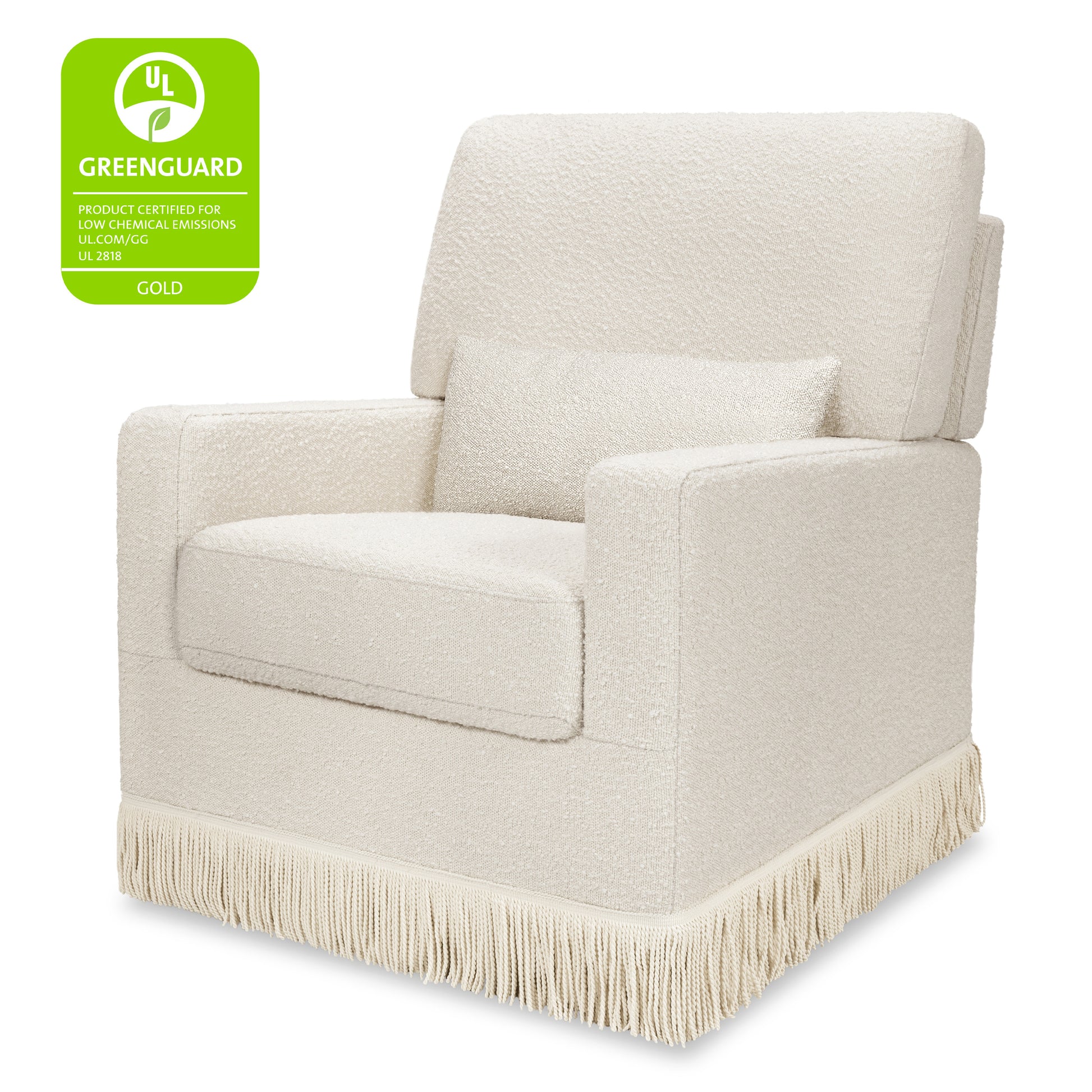 M21787WBIF,Namesake,Crawford Pillowback Comfort Swivel Glider in Ivory Boucle with Ivory Tassel Fringe