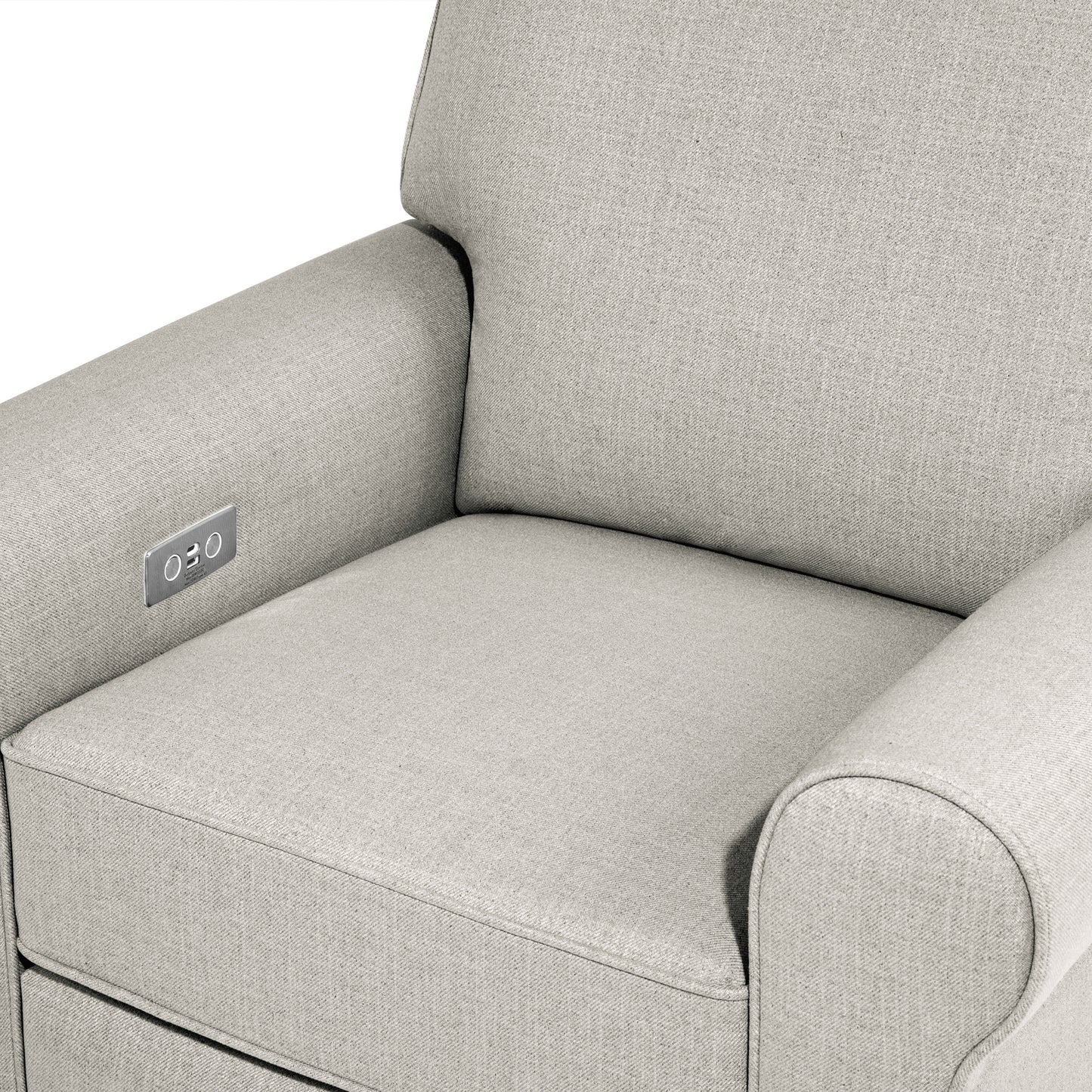 B17787PGET,Monogram by Namesake,Monroe Pillowback Power Recliner in Performance Grey Eco-Twill