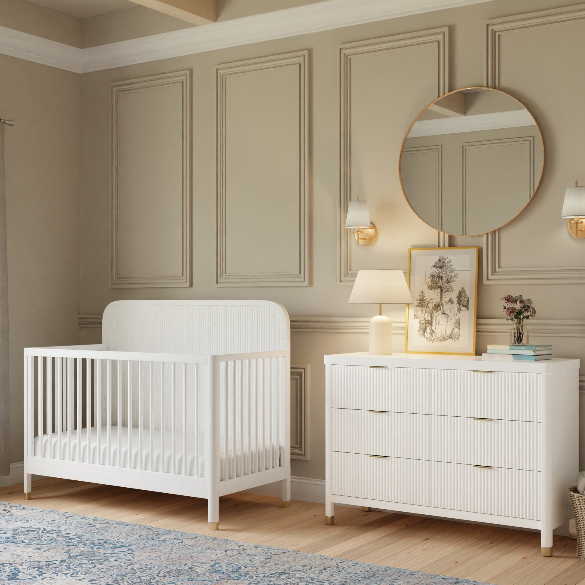 M26701RW,Namesake,Brimsley Tambour 4-in-1 Convertible Crib in Warm White