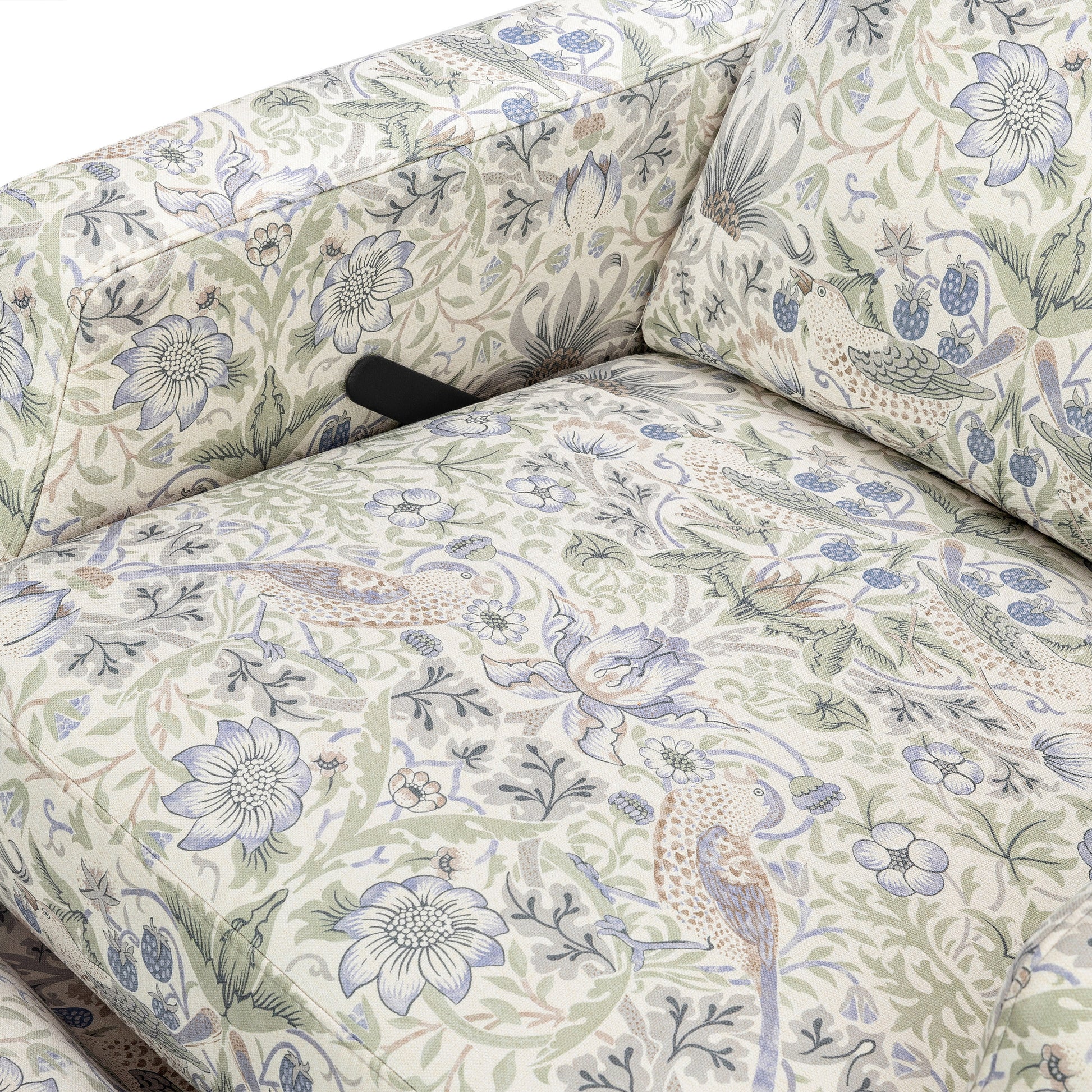 M22287TTFTDB,Namesake,Crewe Recliner and Swivel Glider in Strawberry Thief in Fig &Thyme w/Dark Wood Base