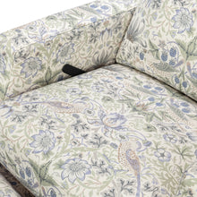 M22287TTFTDB,Namesake,Crewe Recliner and Swivel Glider in Strawberry Thief in Fig &Thyme w/Dark Wood Base