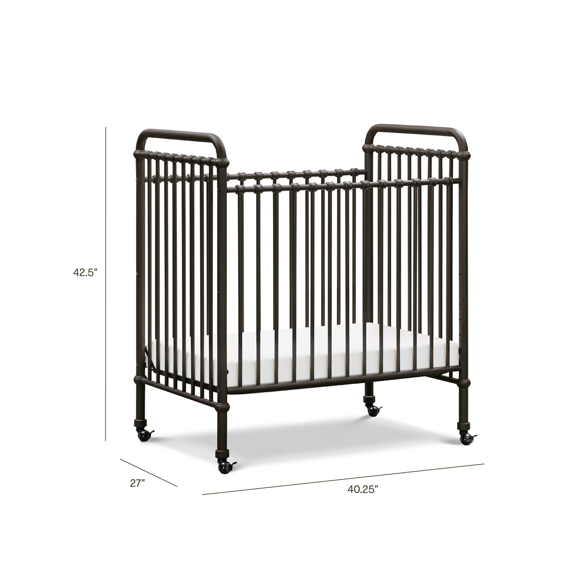 Abigail 3-in-1 Convertible Mini Crib - dimensions
