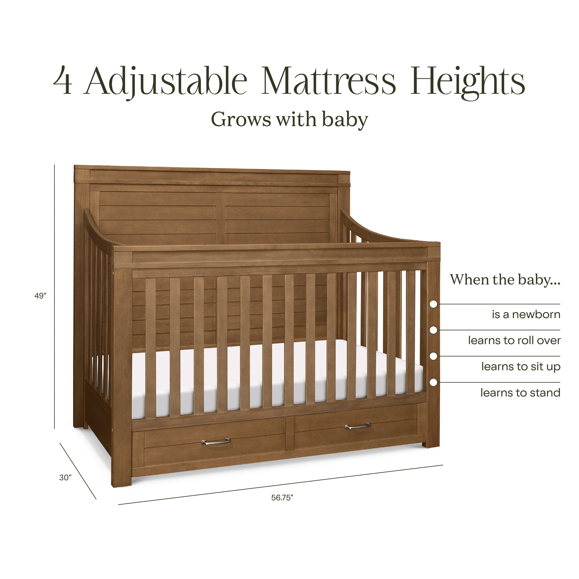 M21101SW,Wesley Farmhouse 4-in-1 Convertible Crib in Stablewood