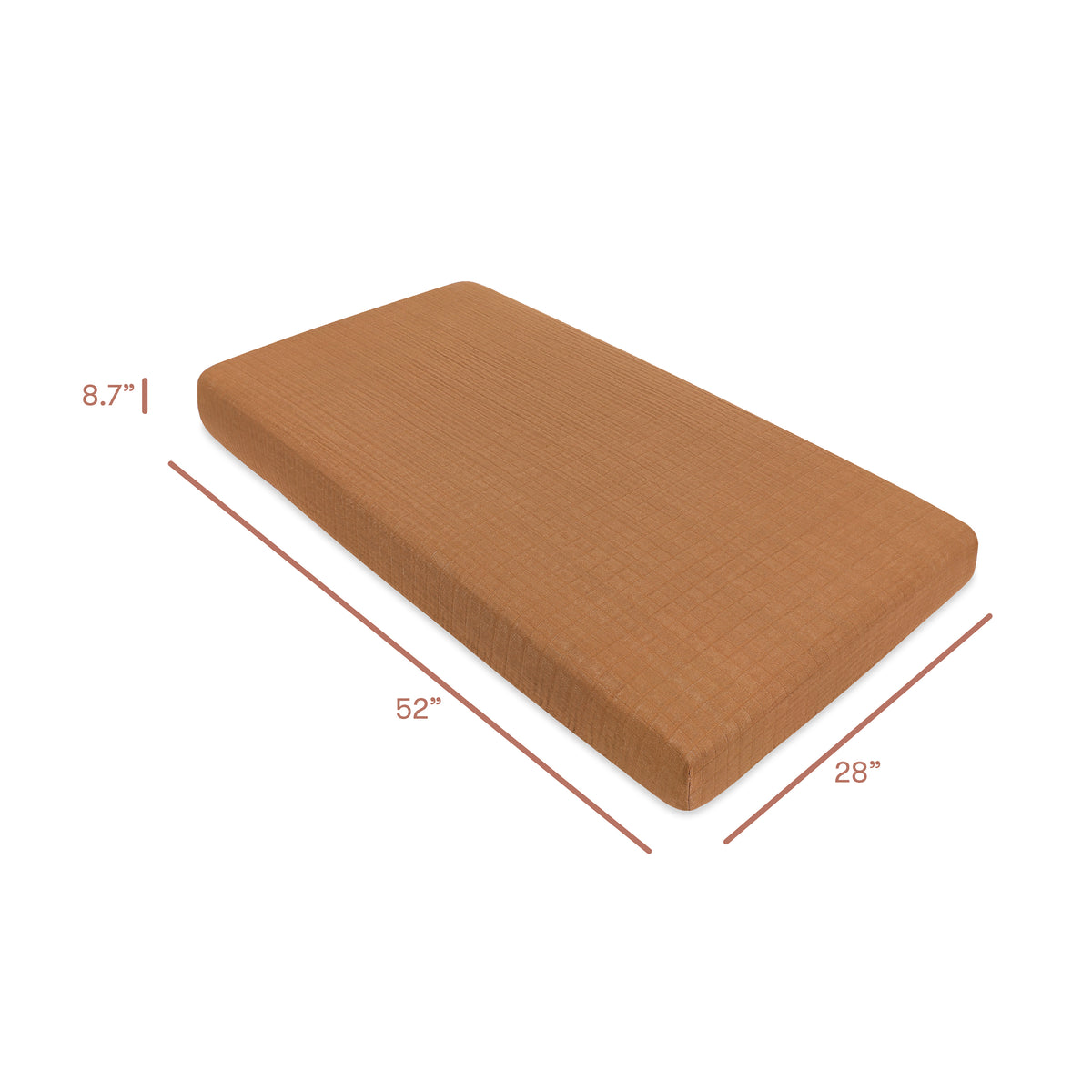 Crib Sheet in GOTS Certified Organic Muslin Cotton - dimensions