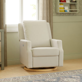 M22286FCSLB,Namesake,Crewe Electronic Swivel Glider Recliner in Fog Chatham Stripe Performance Eco-Weave w/LB