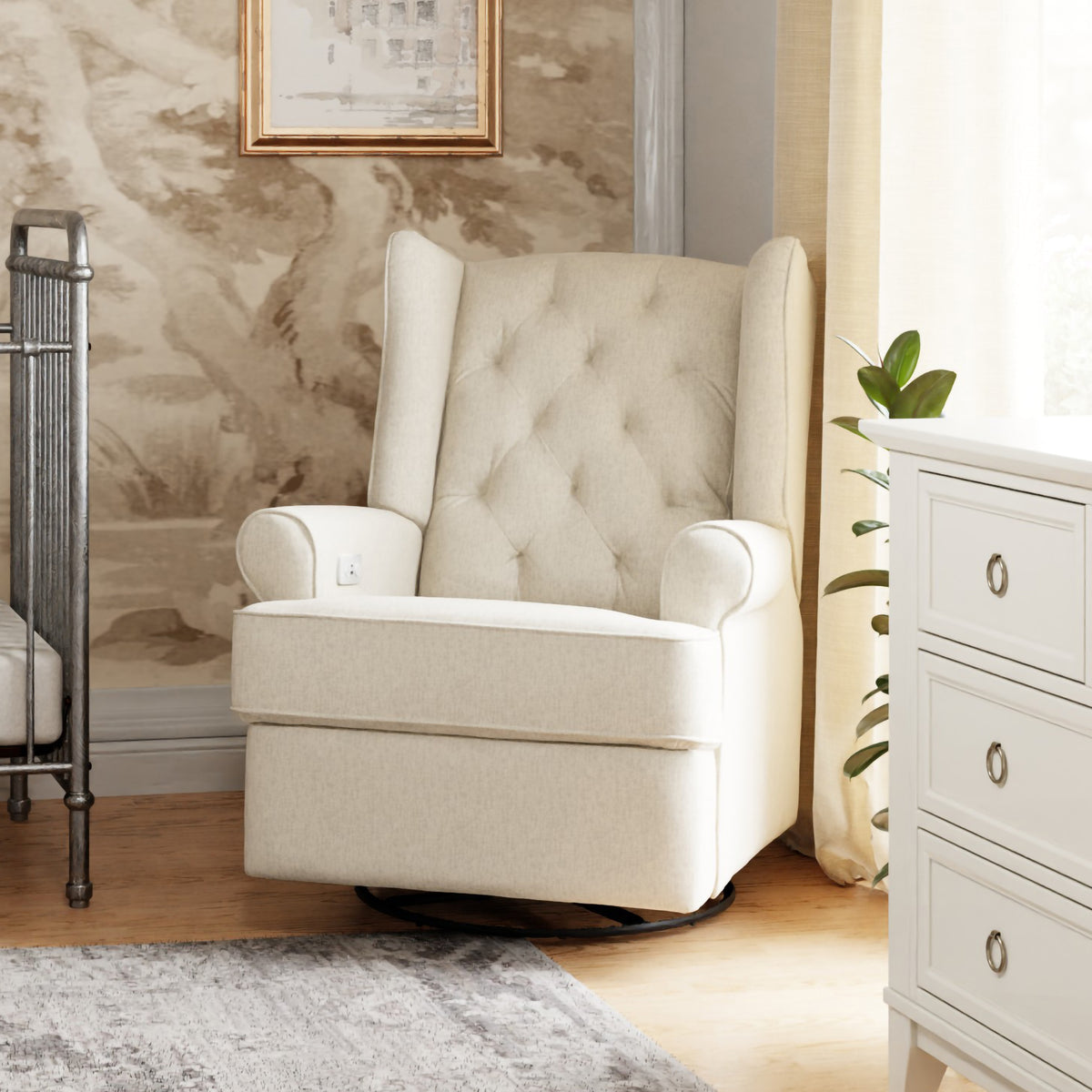 Harbour Electronic Recliner and Swivel Glider in Eco-Performance Fabric with USB port | Water Repellent & Stain Resistant