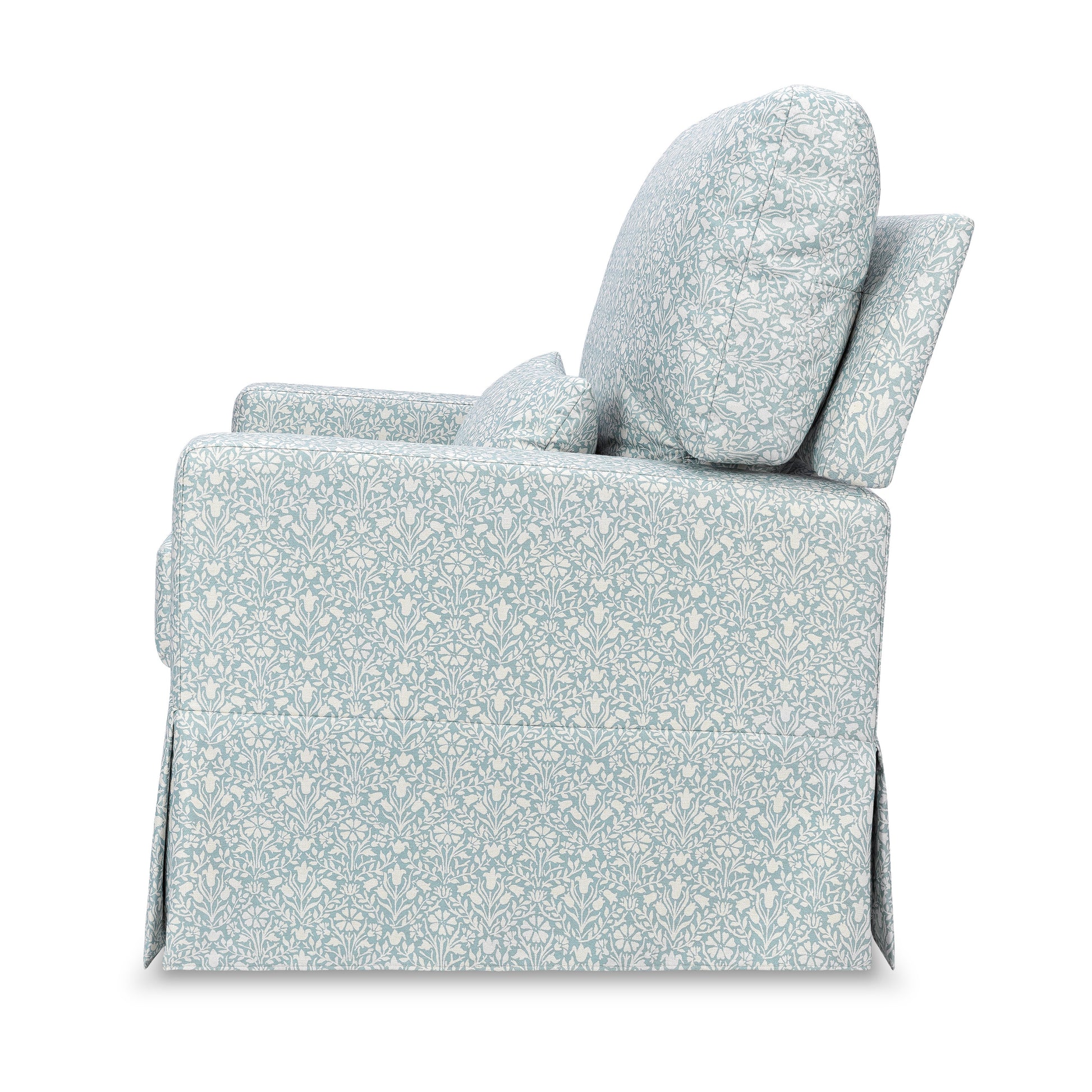 M21787BPB,Namesake,Crawford Pillowback Comfort Swivel Glider in Bellflowers in Powdered Blue