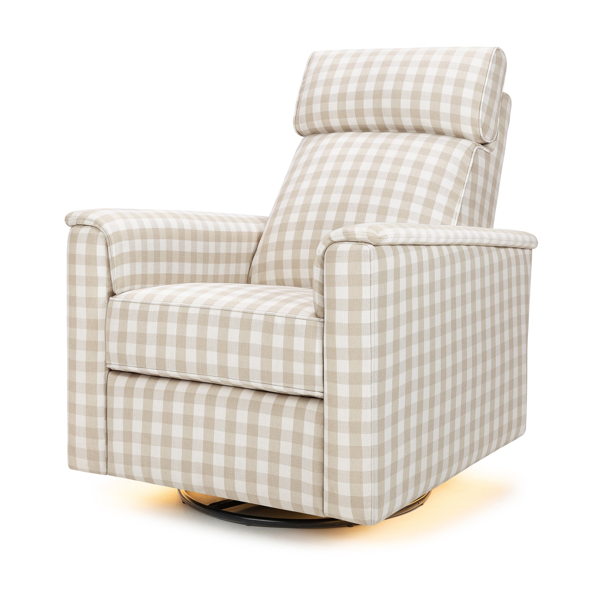 M17182TGH,Namesake,Willa Pro Power Glider Recliner w/ Power Lumbar in Tan Gingham