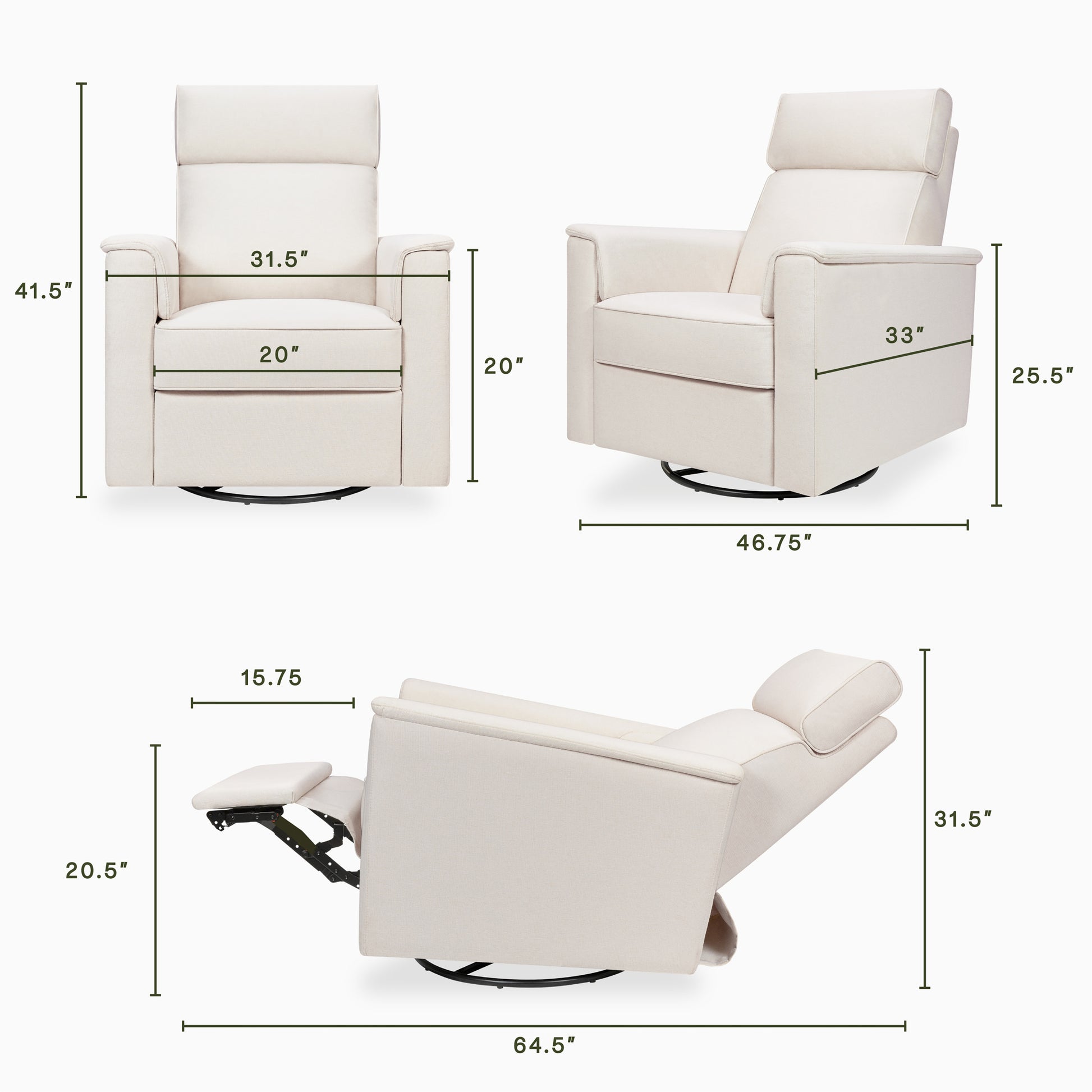 M17182PCMEW,Namesake,Willa Pro Power Glider Recliner w/ Power Lumbar in Performance Cream Eco-Weave