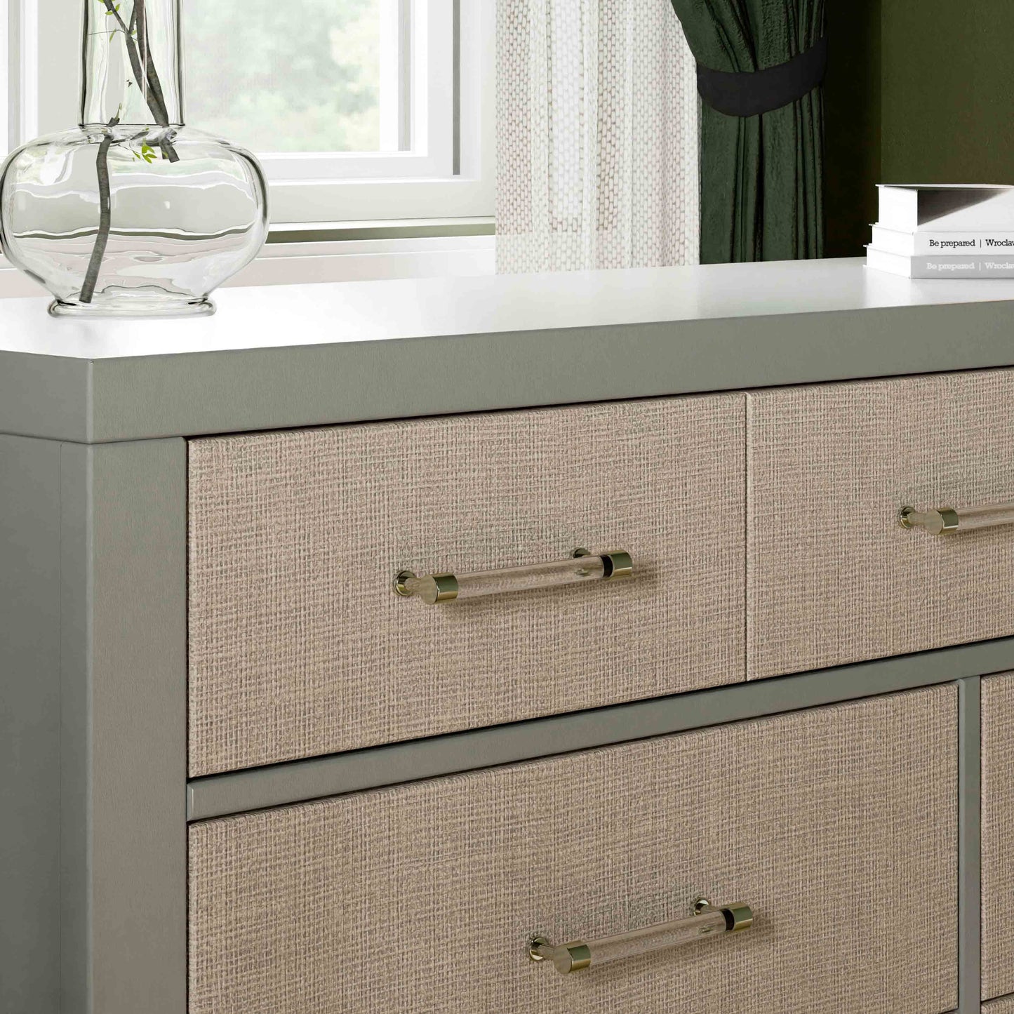 M24816FSPSEW,Namesake,Eloise 7-Drawer Assembled Dresser in French Sage and Performance Sand Eco-Weave