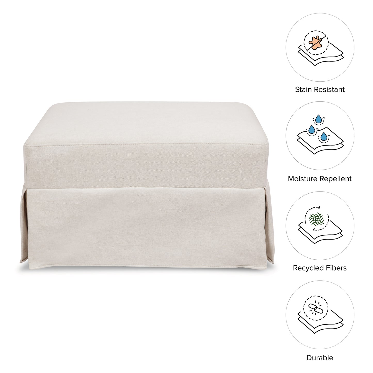 M21785PCMEW,Crawford Gliding Ottoman in Performance Cream Eco-Weave