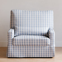 M21797BGH,Crawford Chair and a Half Pillowback Swivel Glider in Blue Gingham