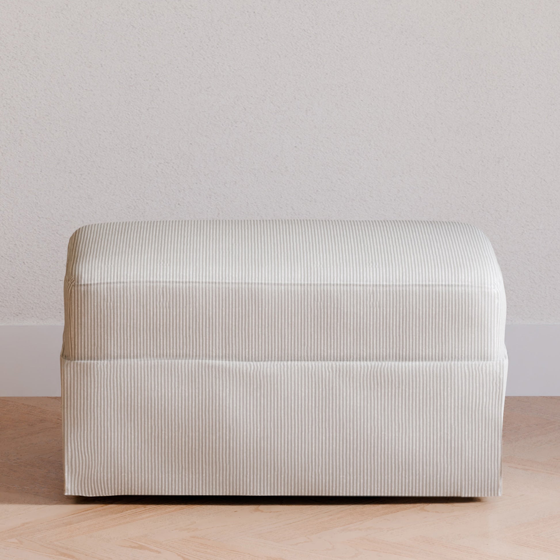 M21785FCS,Crawford Gliding Ottoman in Fog Chatham Stripe Performance Eco-Weave