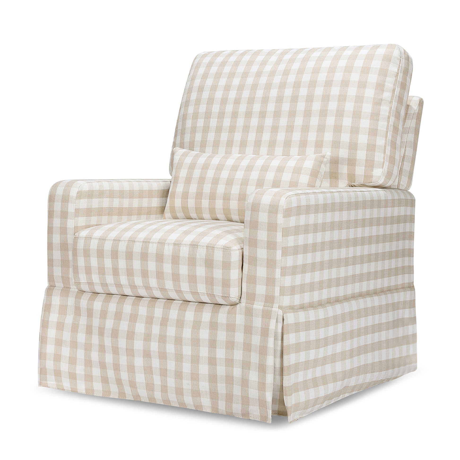 M21787TGH,Namesake,Crawford Pillowback Comfort Swivel Glider in Tan Gingham