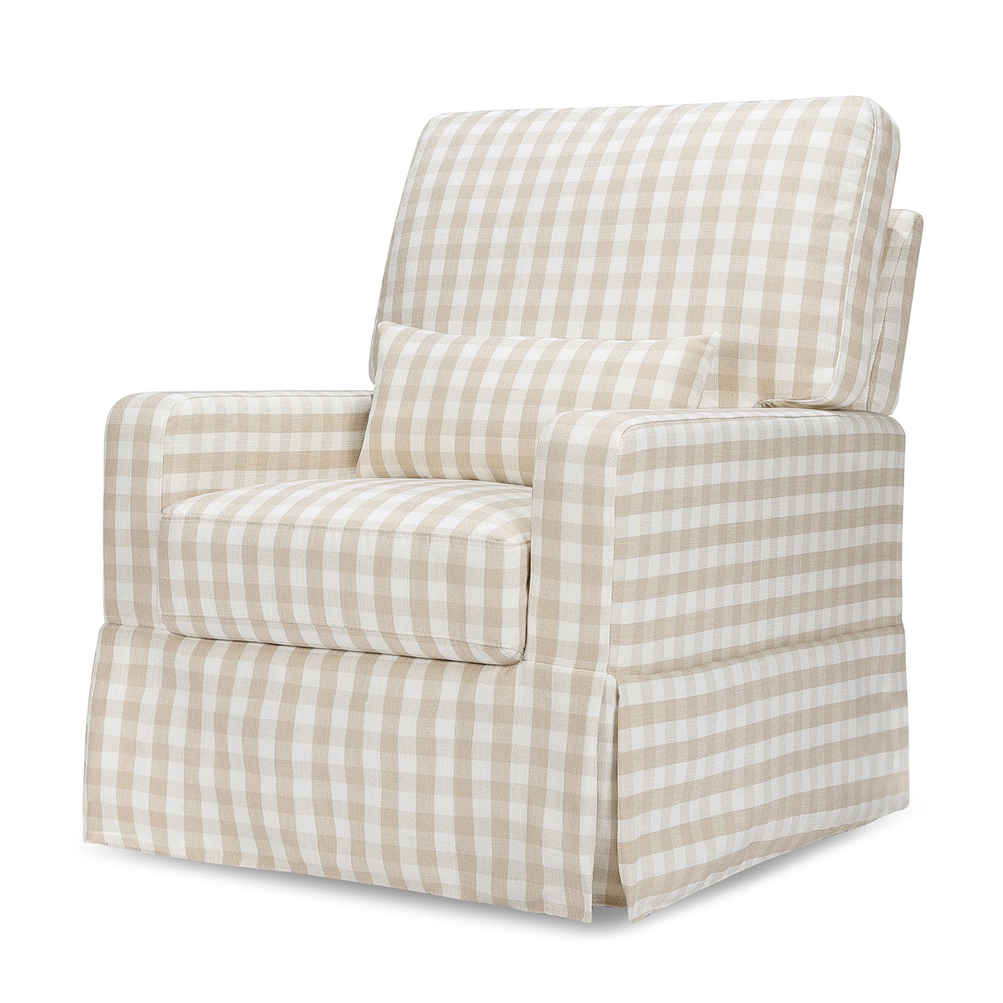 M21787TGH,Crawford Pillowback Comfort Swivel Glider in Tan Gingham