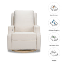 M22286PCMEWLB,Namesake,Crewe Electronic Swivel Glider Recliner in Performance Cream Eco-Weave w/Light Wood Base