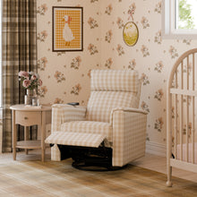 M17183TGH,Namesake,Willa Deluxe Power Glider Recliner w/Heat&Massage in Tan Gingham