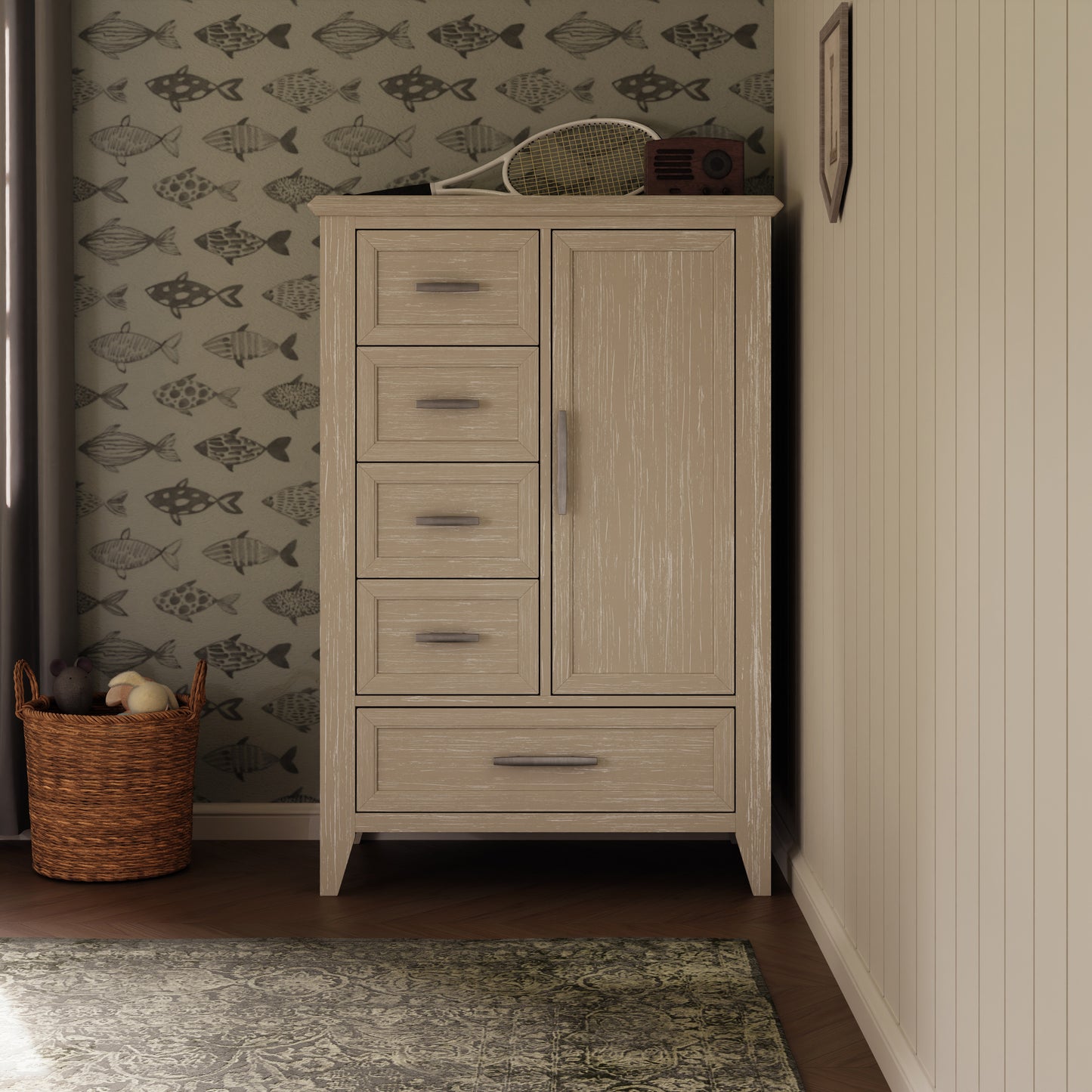 B14427SDB,Monogram by Namesake,Beckett Chifforobe in Sandbar