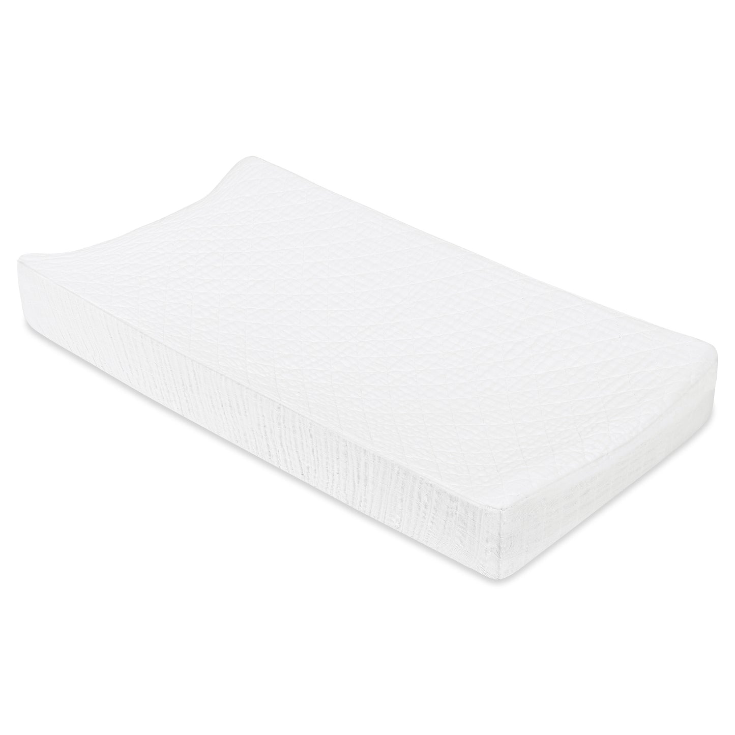 T29437,Plain White Quilted Muslin Changing Pad Cover in GOTS Certified Organic Cotton