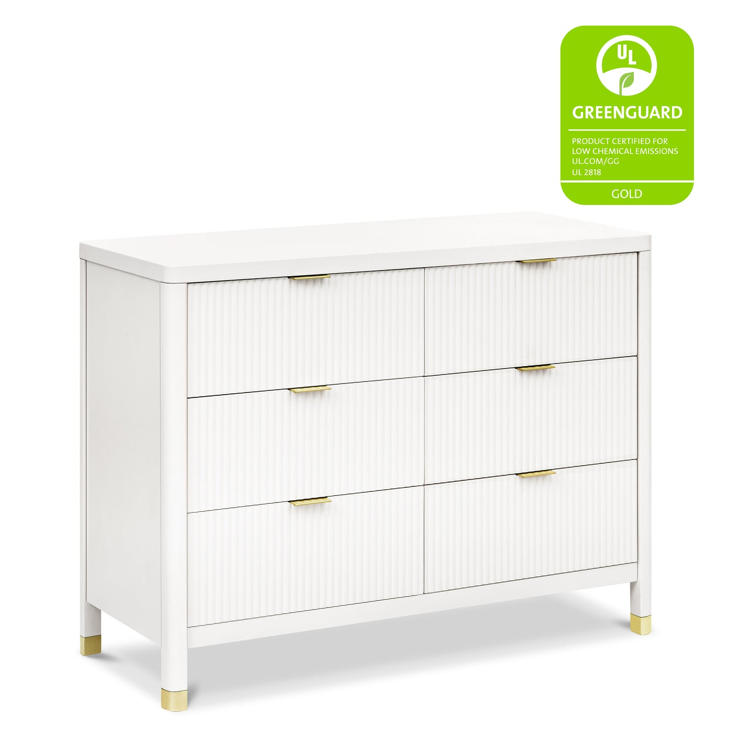 M26716RW,Brimsley Tambour 6-Drawer Assembled Dresser in Warm White
