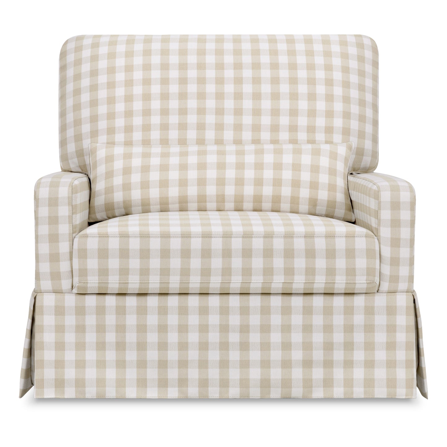 M21797TGH,Crawford Chair and a Half Pillowback Swivel Glider in Tan Gingham