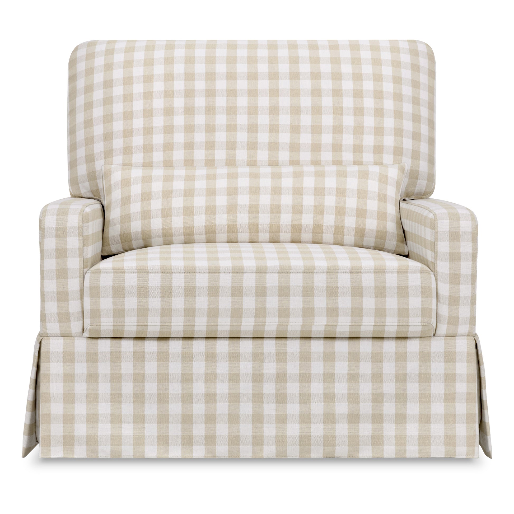 M21797TGH,Crawford Chair and a Half Pillowback Swivel Glider in Tan Gingham