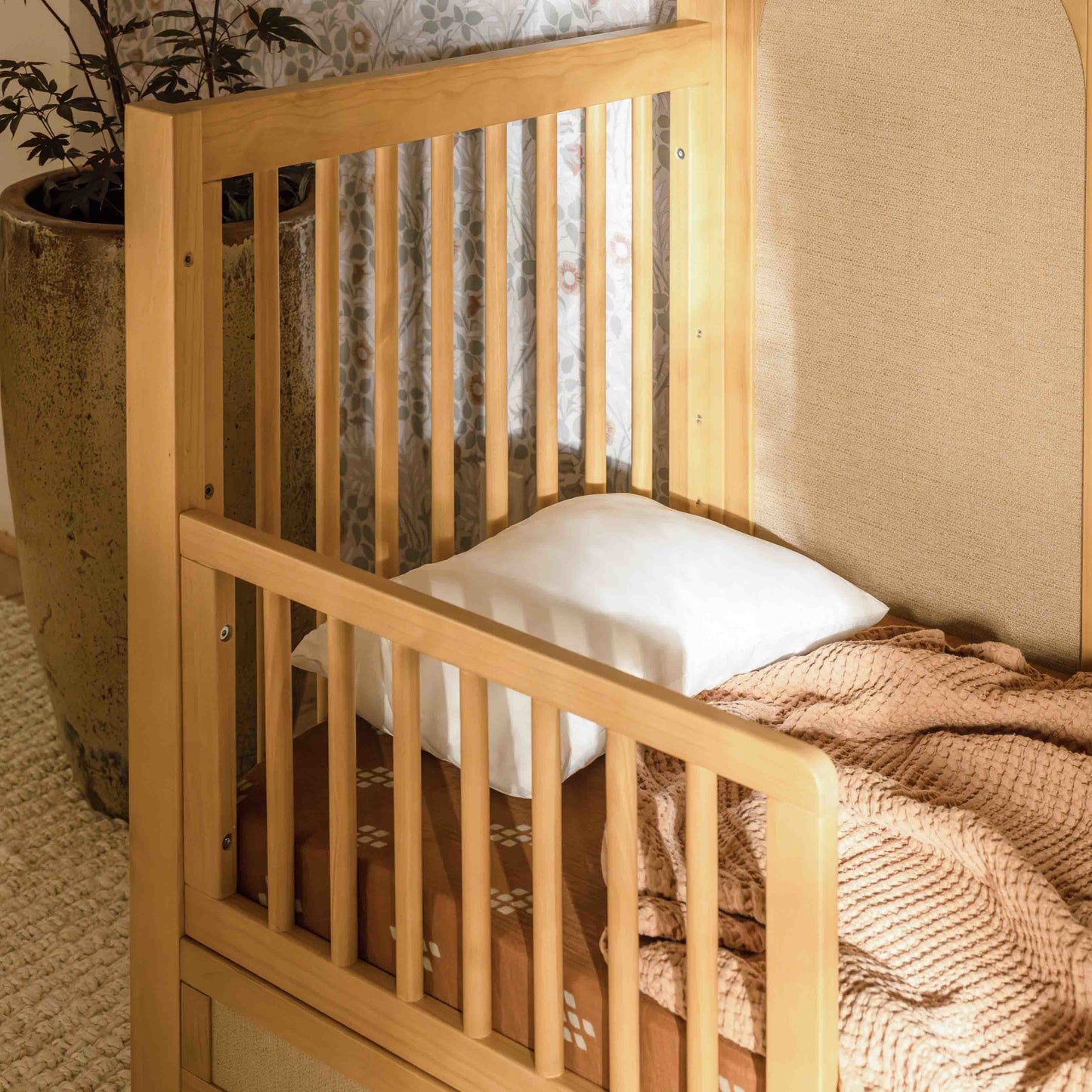 M24801HYPSEW,Namesake,Eloise 4-in-1 Convertible Crib in Honey & Performance Sand Eco-Weave