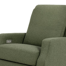 M22286OBLB,Namesake,Crewe Electronic Swivel Glider Recliner in Olive Boucle w/Light Wood Base