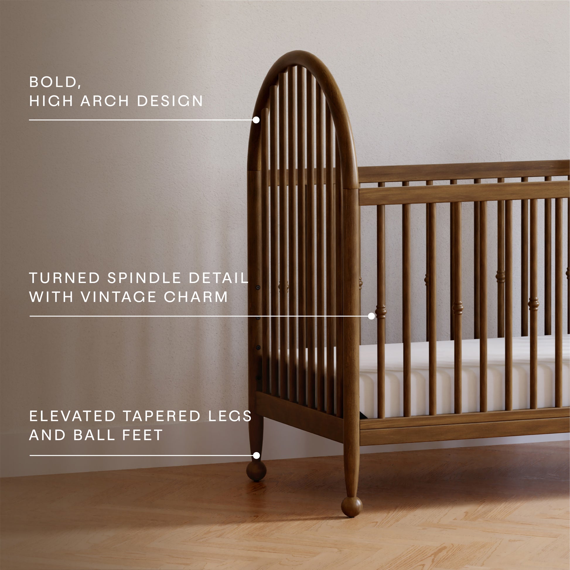 M31401NL,Namesake,Alouette 3-in-1 Convertible Spindle Crib in Natural Walnut