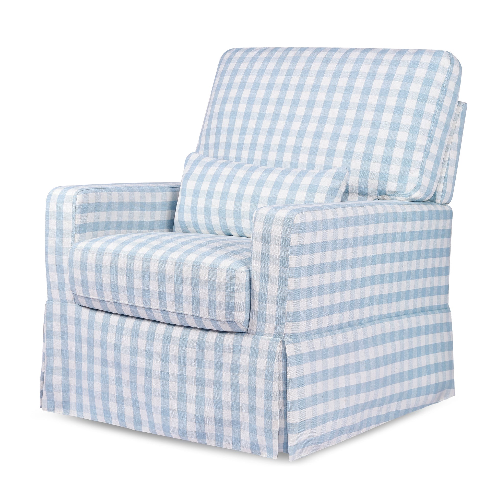 M21787BGH,Crawford Pillowback Comfort Swivel Glider in Blue Gingham